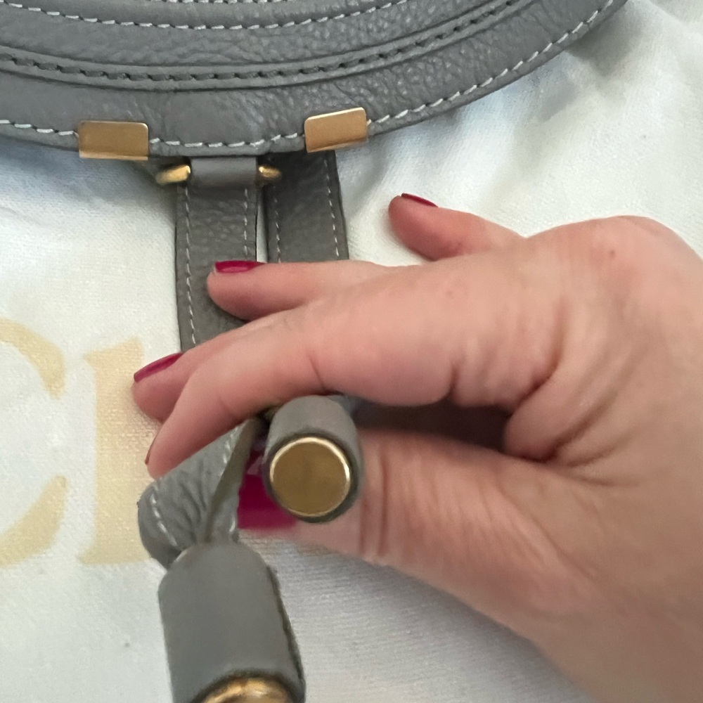 Chloe Marcie large Saddle bag grey - Picture 6 of 13